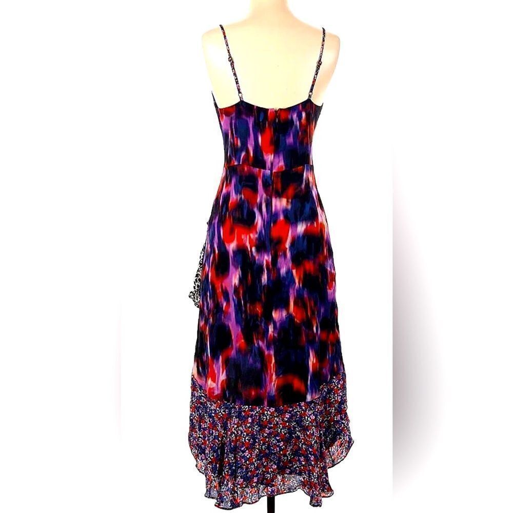 Parker Floral Animal Print Boho Silk Dress Size 6 - Picture 6 of 7